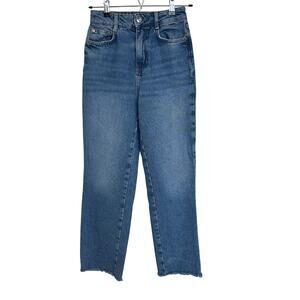Zara High Rise Straight Leg Jeans Size 0 Like New Denim Minimalist